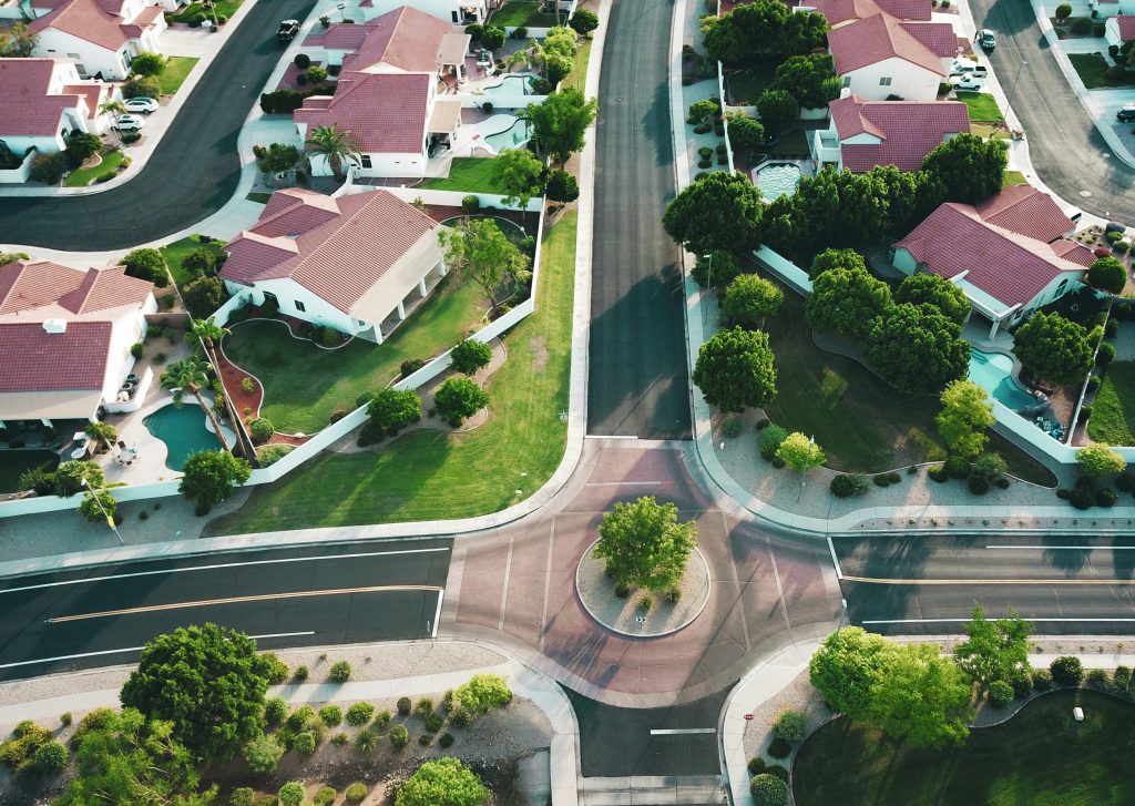 aerial view of housing community