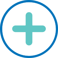 Circular icon featuring a teal-colored plus sign, representing the option to submit a request for new additions or exterior changes to a property in an HOA community.