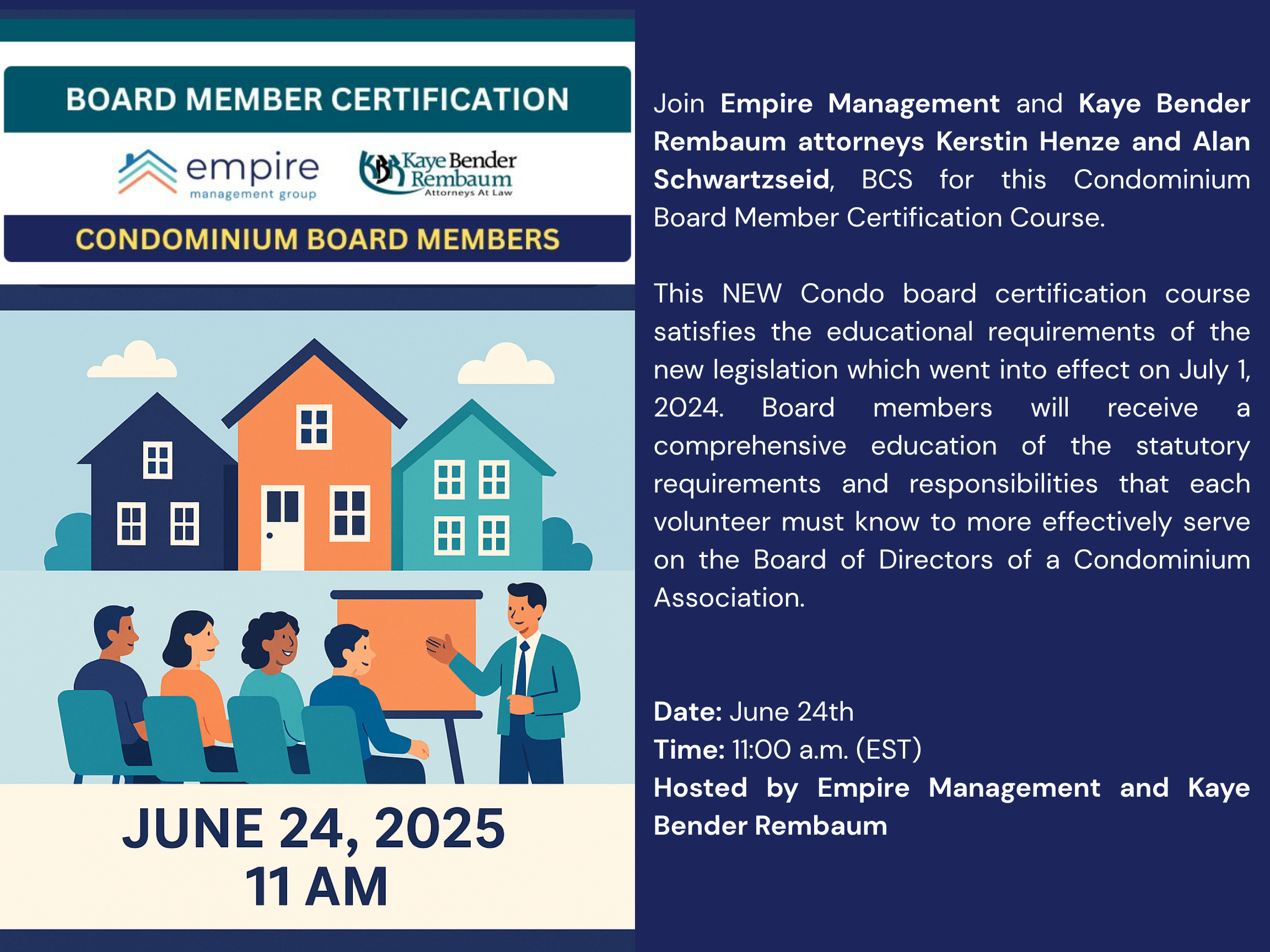 Condominium Board Member Certification Kaye Bender Rembaum KBR