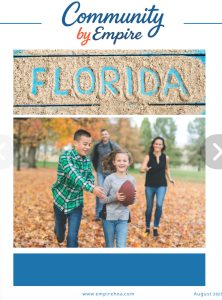 Empire Management Group Florida HOA and condo management magazine cover – Community by Empire. Serving 250+ communities with 7 offices across Central Florida, delivering professional association management, smarter budgets, and lifestyle-driven results.