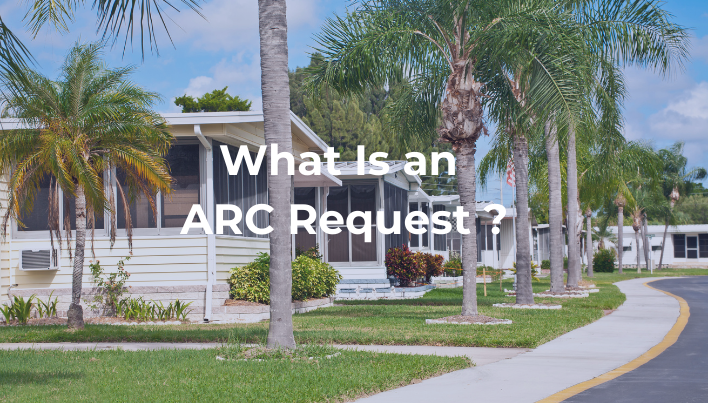 Florida HOA community entrance with explanation of what an ARC request is and architectural review approval requirements.