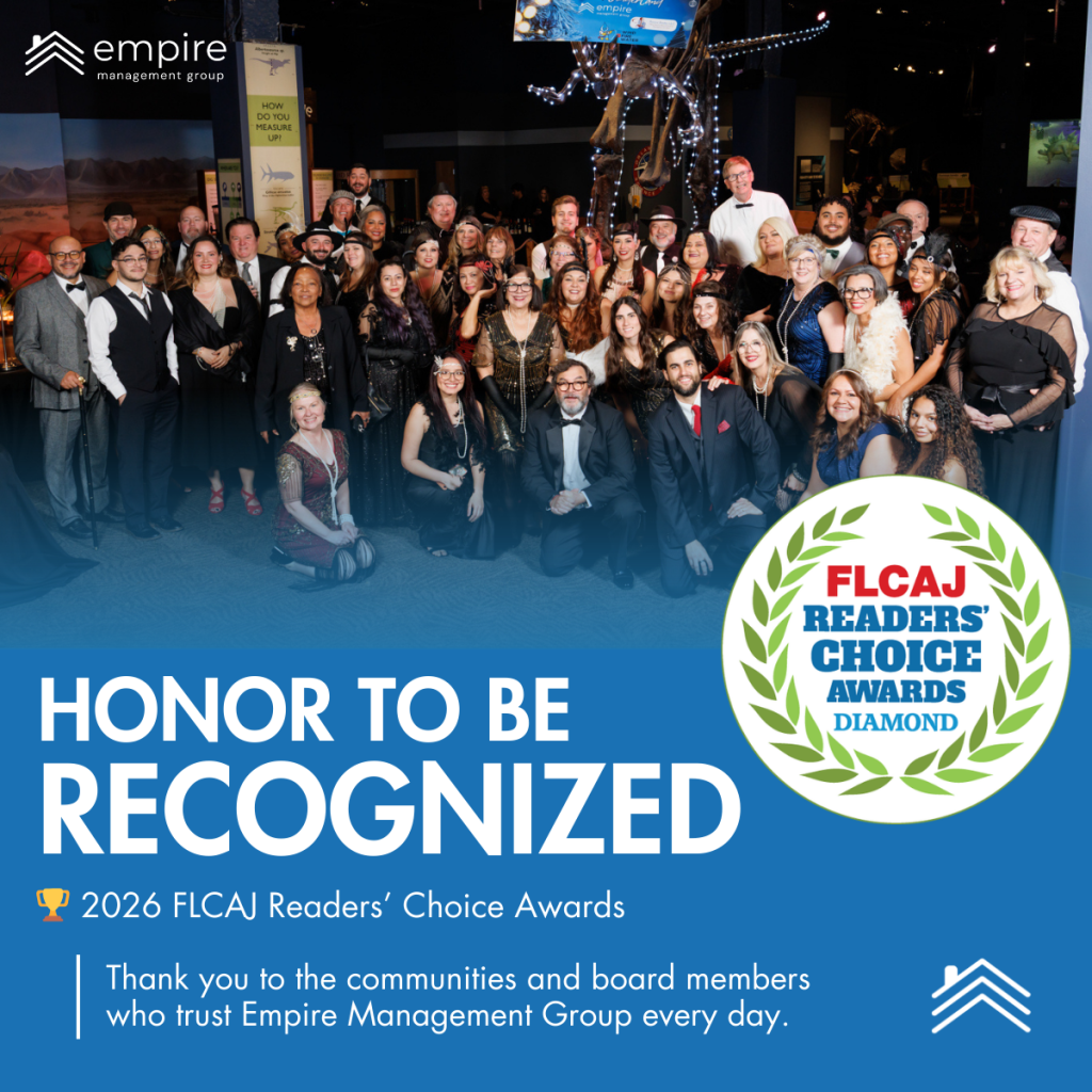 Empire Management Group team recognized as 2026 FLCAJ Readers’ Choice Awards Diamond Level Winner for Florida HOA and condominium management services